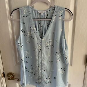 White House Black Market Light Blue Floral Blouse